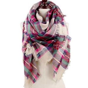Plaid Blanket Scarf - Multicolor